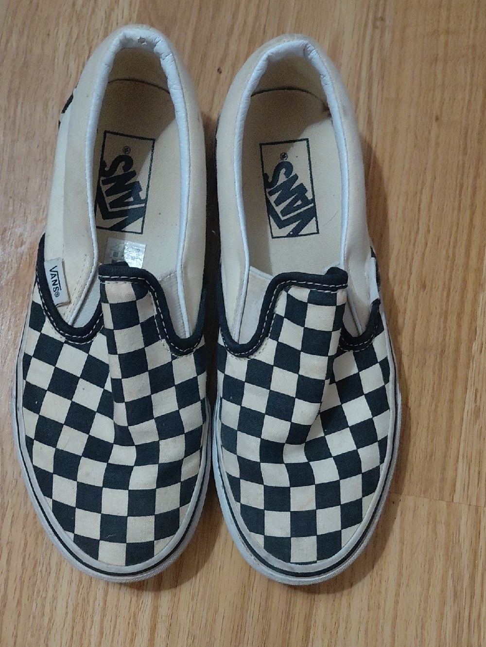 Vans Kids Slip-On Checkerboard Sneakers - Black & White